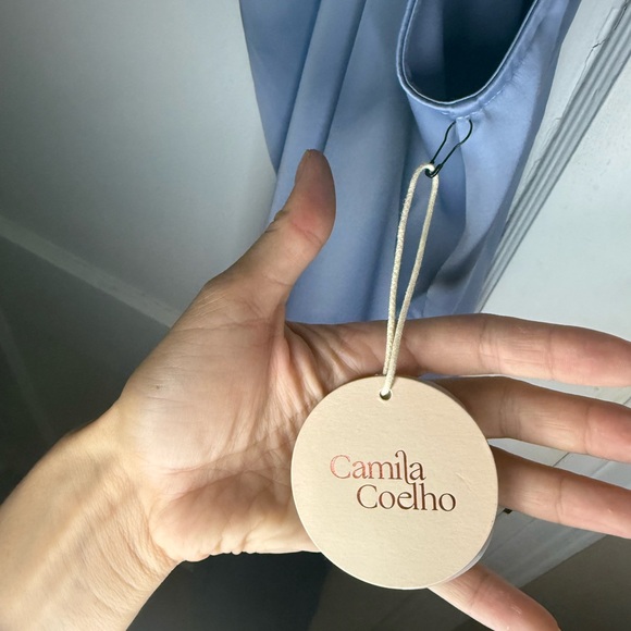 New NWT Camila Coelho Blue halter midi dress size S - Picture 5 of 7